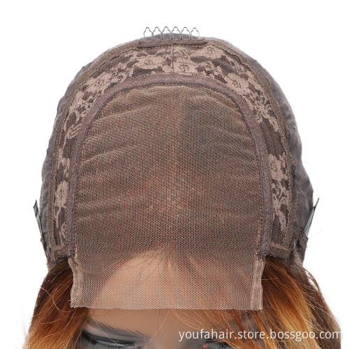 4/27 Honey Brown Highlight Wig 150% Ombre Color Blonde Brazilian Virgin Straight 4x4 Lace Front Human Hair Wig for Black Women